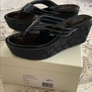 Coach patent leather sandals. Size 7.5 M.